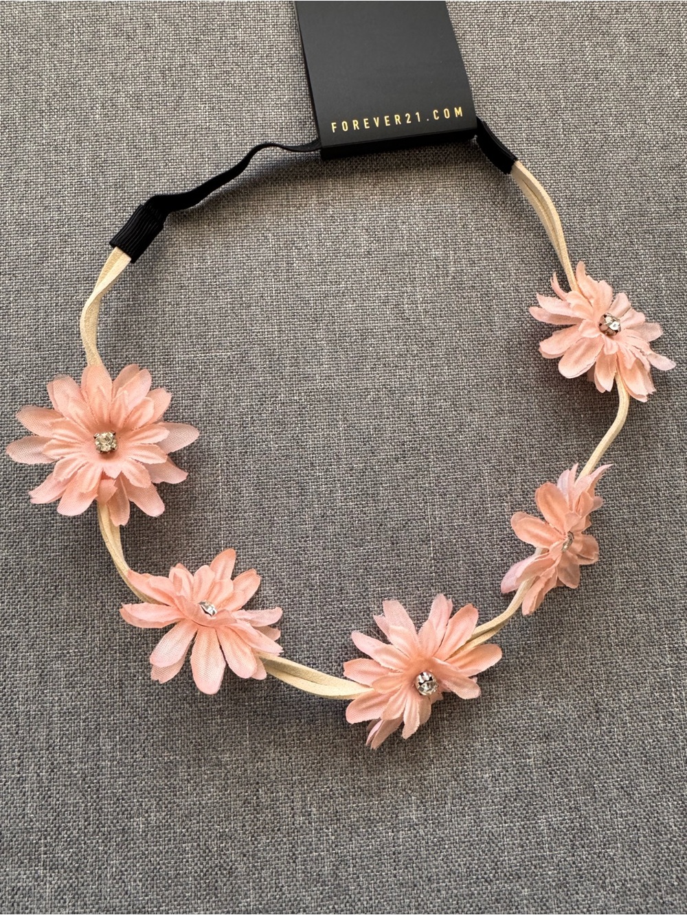 Delicate Pink Floral With Rhinestone Headband — Women's Hair Accessory - Picture 5 of 5